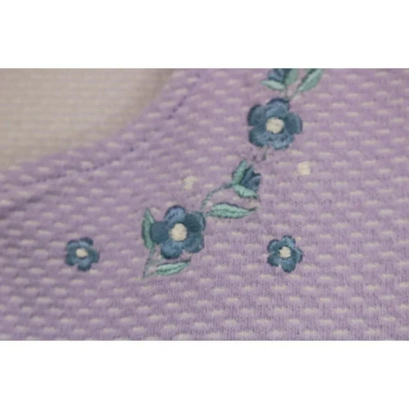 Pink K Women's Purple Full Zip Embroidered Pajama Gown-Medium-Pockets - Picture 3 of 11